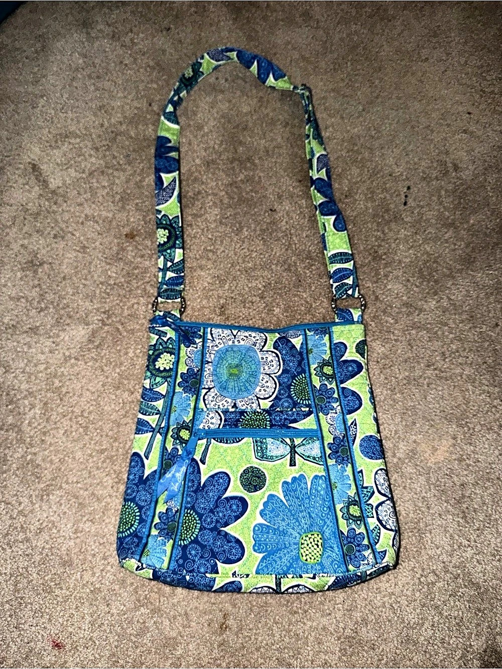 Vera Bradley Hipster Crossbody Bag Blue & Green Floral